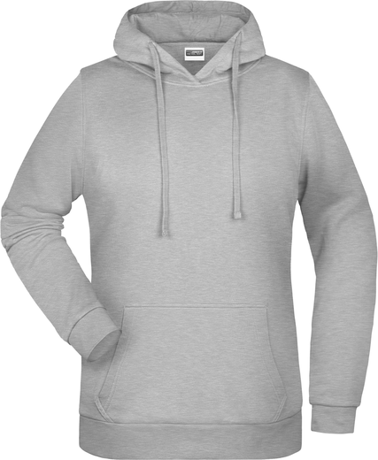 Dámská mikina s kapucí James Nicholson sweat hoodie women, tmavě šedý melír, vel. XS