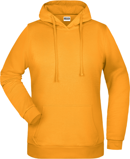 Dámská mikina s kapucí James Nicholson sweat hoodie women, tmavě žlutá, vel. XS