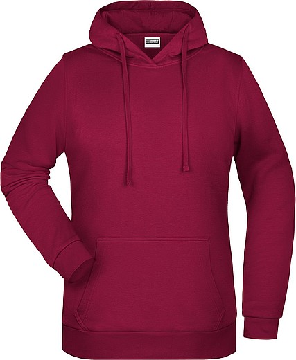 Dámská mikina s kapucí James Nicholson sweat hoodie women, vínová, vel. XS