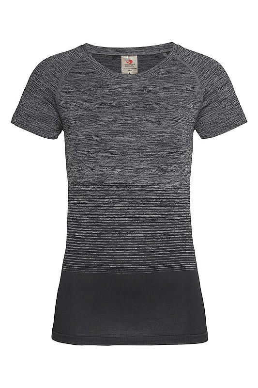 Dámské tričko STEDMAN ACTIVE SEAMLESS RAGLAN FLOW, černá/tmavě šedá, S