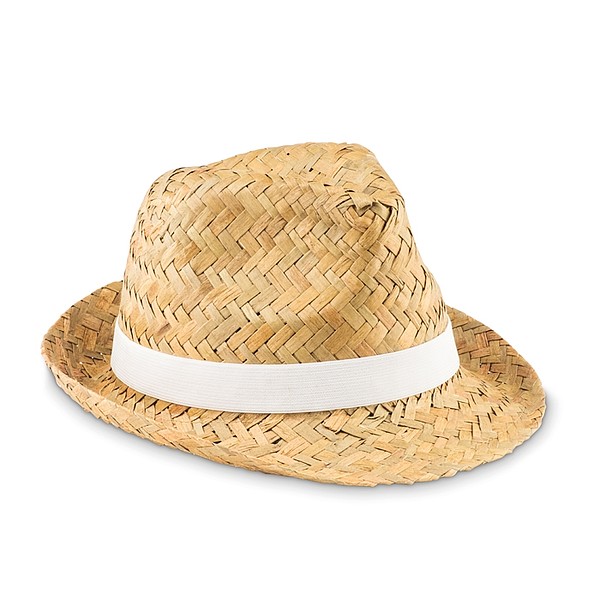 DANANG Přírodní slámový klobouk s bílou stuhou