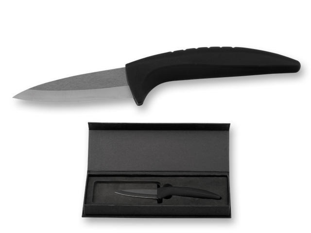 DELON keramický nůž v dárkové krabičce, ostří 7 cm, Černá