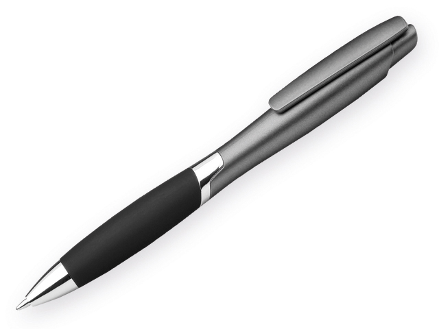 DELORA plastové kuličkové pero, modrá náplň 0,7 mm s nízkou viskozitou, Ocelově šedá