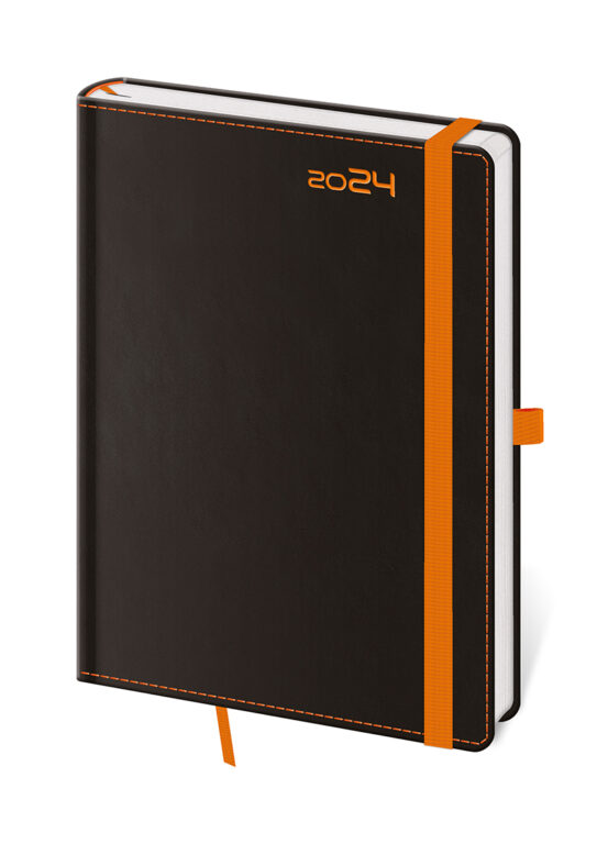 Denní diář A5 Black Orange s poutkem