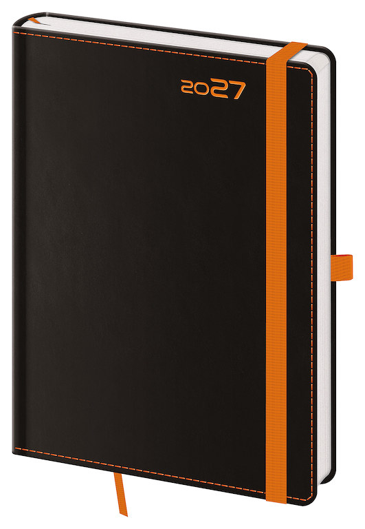 Denní diář A5 Black Orange s poutkem