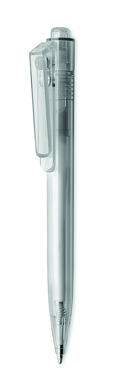 DESPINA kuličkové pero z RPET s modrou náplní a otočným klipem, transparentní šedá