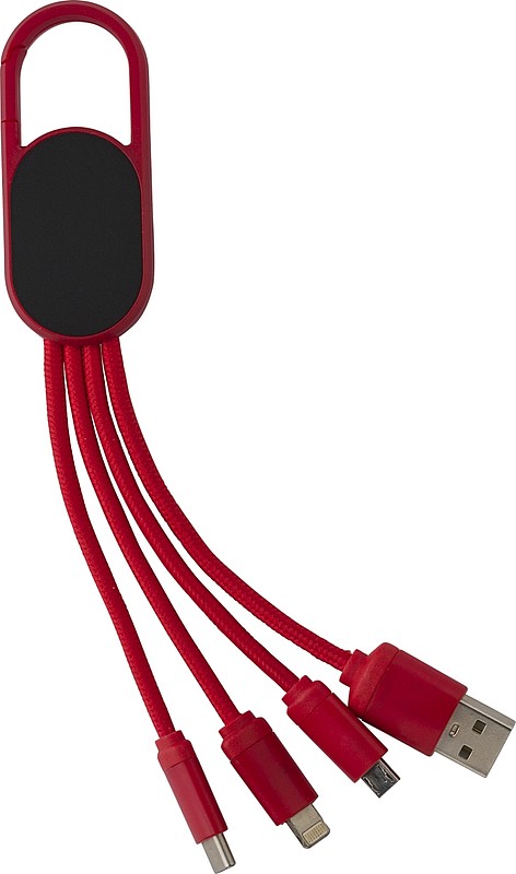 DEZIDER Nabíjecí kabel, 4 různé koncovky, červený
