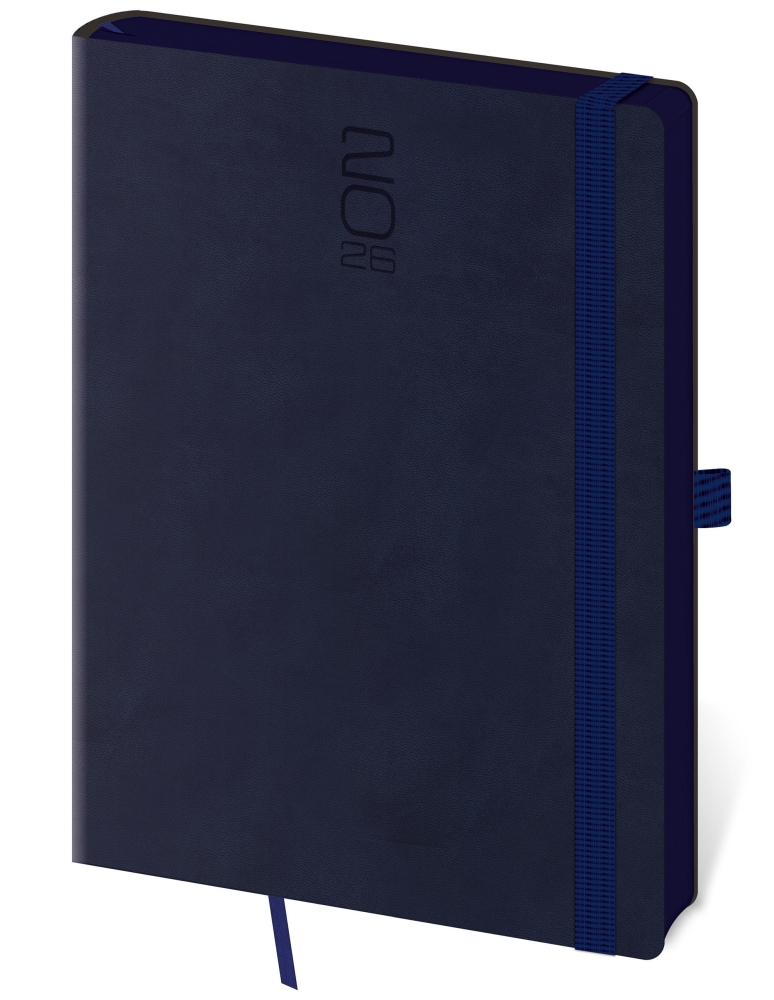 Diář denní A5 Memory s gumičkou - tmavě modrá 2027
