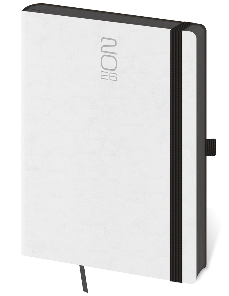 Diář týdenní A5 Memory s gumičkou - bílá 2027