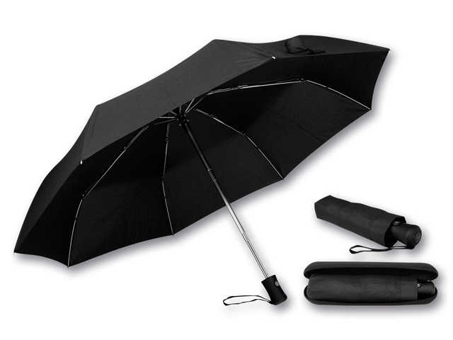 DIMA polyesterový skládací deštník, open/close, 8 panelů, SANTINI, Černá