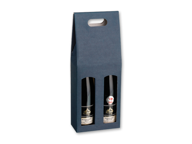 DOUBLE BOX dárková krabice na 2 láhve vína, Modrá