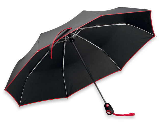 DRIZZLE polyesterový skládací deštník, open/close, 8 panelů, Červená