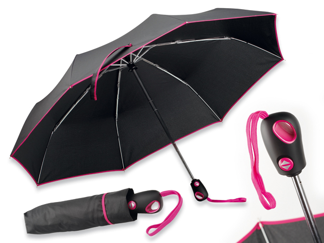 DRIZZLE polyesterový skládací deštník, open/close, 8 panelů, Růžová