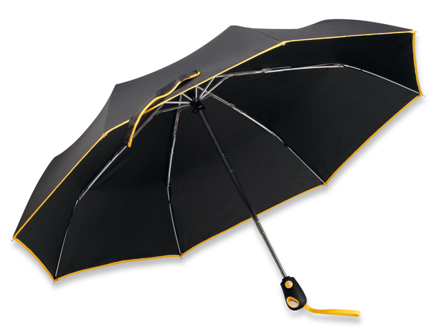 DRIZZLE polyesterový skládací deštník, open/close, 8 panelů, Žlutá