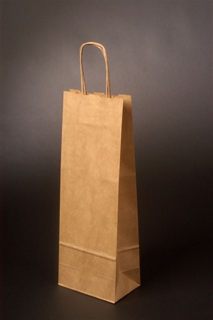 DUNEO Papírová taška na víno 15x8x40 cm, hnědá