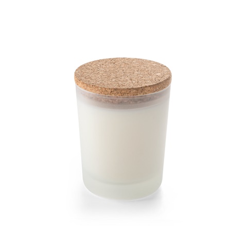 bílá DUVAL. Aromatická svíčka ve skleněném kalíšku s korkovým víčkem 180 g, bílá