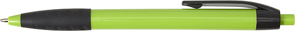ELADA Plastové kuličkové pero s černým klipem a gumovým úchopem, modrá náplň, zelené