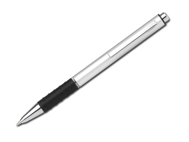 ELKE kovové kuličkové pero, modrá náplň, Saténově stříbrná
