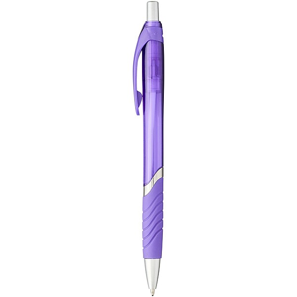 EUSEBIUS Průsvitné kuličkové pero s pryžovým úchopem, modrá náplň, fialová