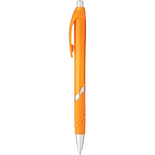 EUSEBIUS Průsvitné kuličkové pero s pryžovým úchopem, modrá náplň, oranžová