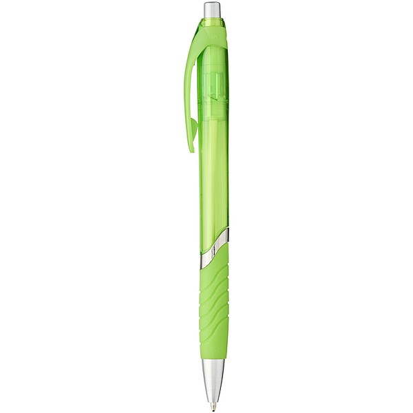 EUSEBIUS Průsvitné kuličkové pero s pryžovým úchopem, modrá náplň, světle zelená