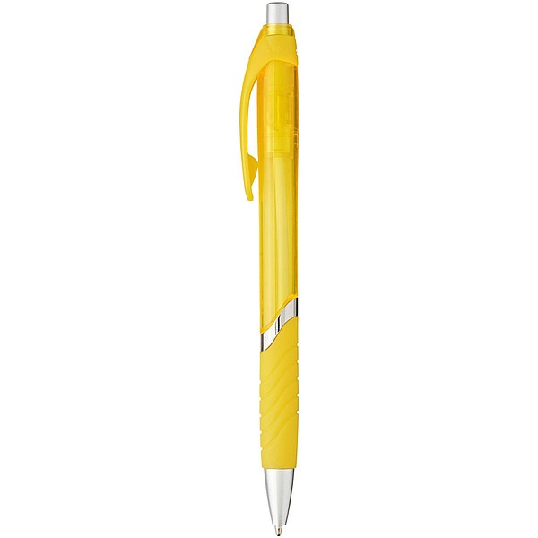 EUSEBIUS Průsvitné kuličkové pero s pryžovým úchopem, modrá náplň, žlutá