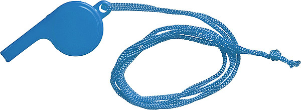 FILIPKA Plastová píšťalka se šňůrkou na krk, modrá