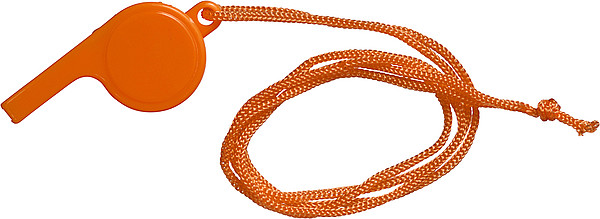 FILIPKA Plastová píšťalka se šňůrkou na krk, oranžová