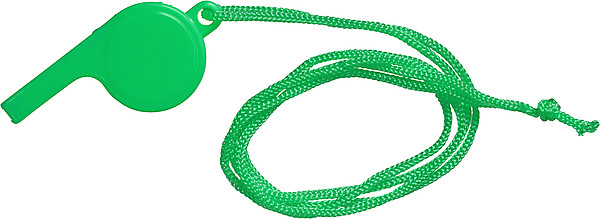 FILIPKA Plastová píšťalka se šňůrkou na krk, zelená