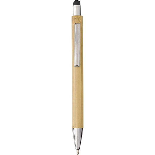 FINIRO Bambusové kuličkové pero s barevným stylusem, modrá náplň, černé