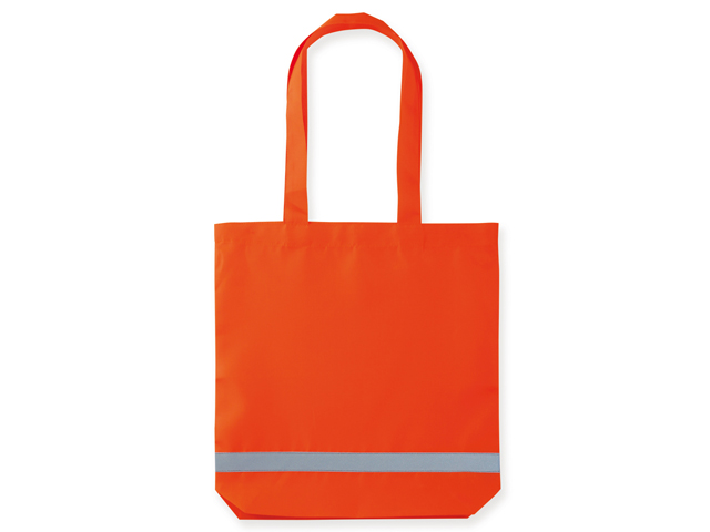 FINNO polyesterová nákupní taška s reflexním pruhem, 210D, Fluorescenční oranžo