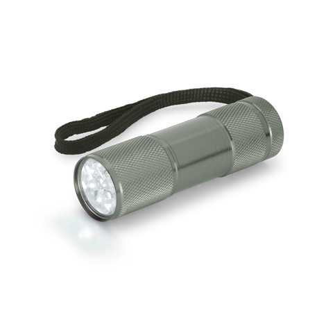 Ocelově šedá FLASHY. Hliníková svítilna s 9 LED diodami, ocelově šedá