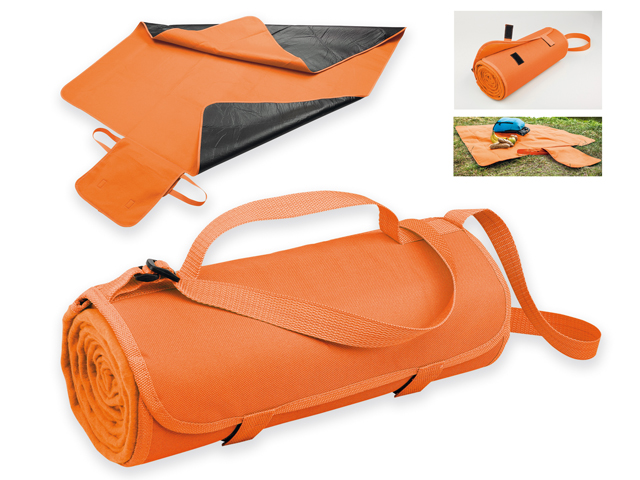 FLEECE cestovní fleecová deka, spodní strana voděodolná, 160 g/m2, Oranžová