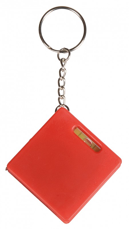 FRATEL Přívěšek na klíče se svinovacím metrem, vodováhou a mini KP, červená