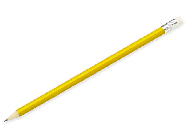 FREJA dřevěná grafitová HB tužka s gumou, Žlutá