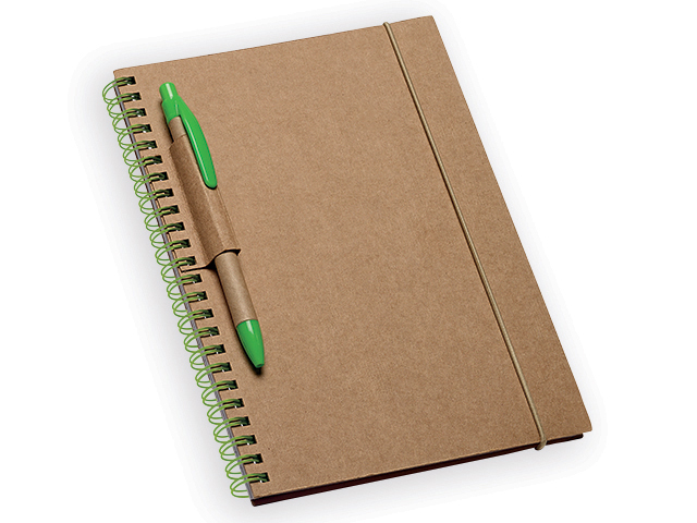 GARDEN poznámkový zápisník s poutkem na propisku, 120 linkovaných stran, Světle zelená