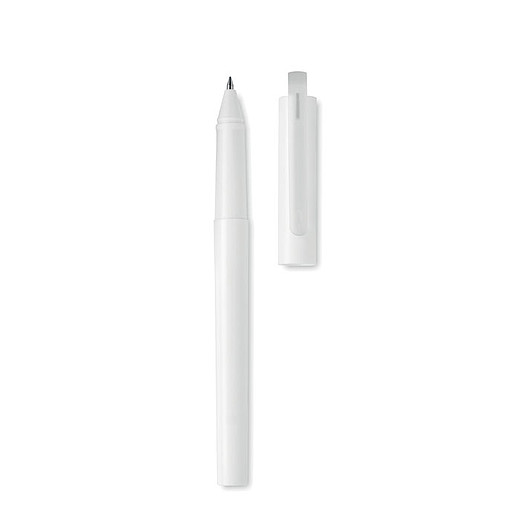 Gelové pero s modoru náplní, vyrobeno z recyklovaného plastu RPET, bílá