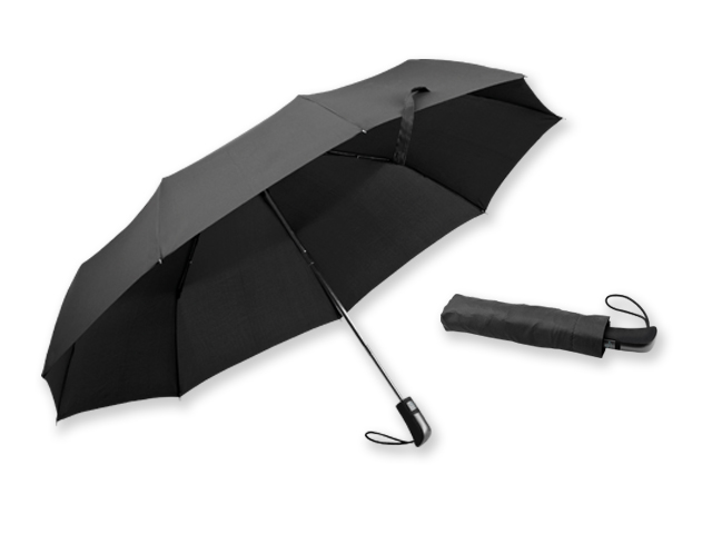 GIANT polyesterový skládací deštník, open/close, 9 panelů, SANTINI, Černá
