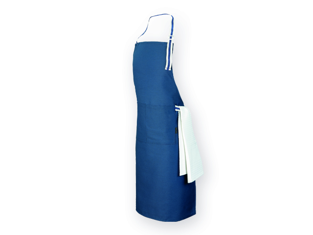GINGER dlouhá zástěra z bavlny a polyesteru, 150 g/m2, Modrá