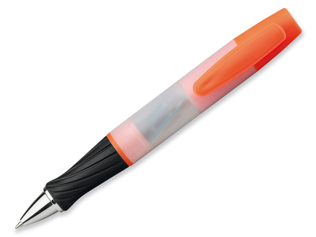 GRAND plastové kuličkové pero 3 v 1, modrá náplň, zvýrazňovač, 8 sponek, Oranžová