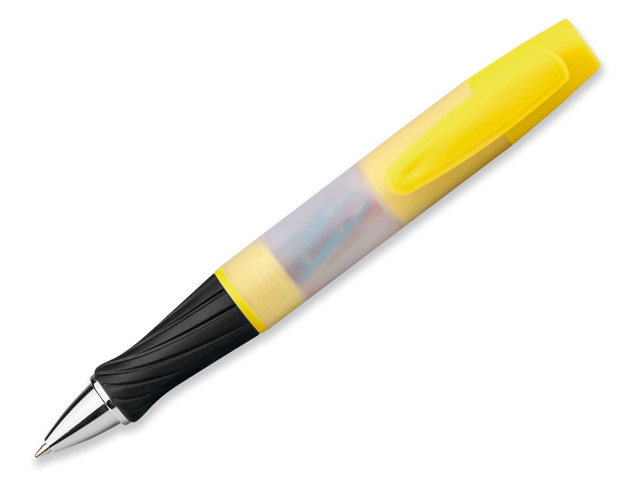 GRAND plastové kuličkové pero 3 v 1, modrá náplň, zvýrazňovač, 8 sponek, Žlutá