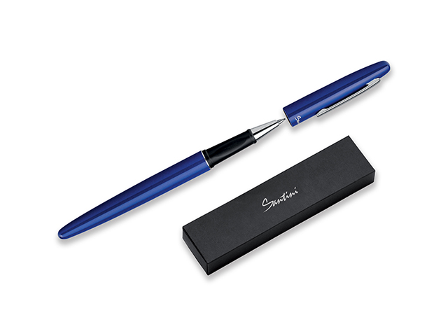 GROOVY ROLLER kovové keramické pero, v dárkové krabičce, náplň modrá SANTINI, Modrá