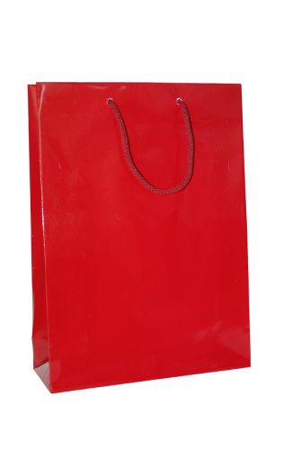 HANKA Papírová taška s lesklou povrchovou úpravou,24x9x35cm, červená 185 C