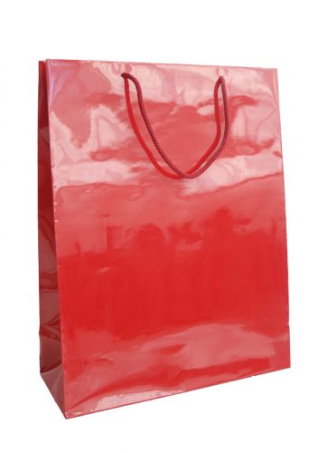 HANKA Papírová taška s lesklou povrchovou úpravou,32x13x42cm, červená 185 C