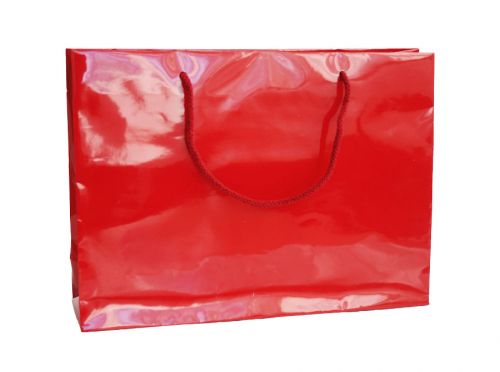 HANKA Papírová taška s lesklou povrchovou úpravou,35x9x24cm, červená 185 C