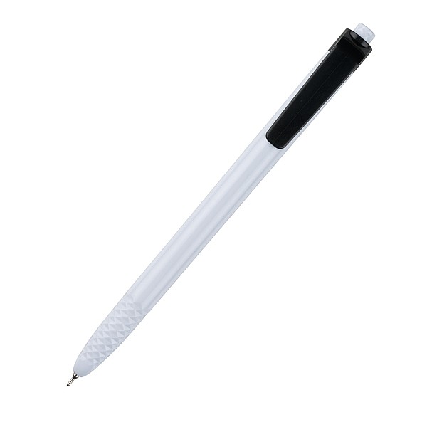 HAUSER CRYSTAL Bílé plastové kuličkové pero s modrou náplní, černé