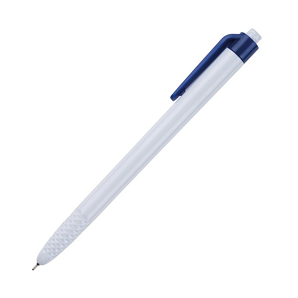 HAUSER CRYSTAL Bílé plastové kuličkové pero s modrou náplní, modré