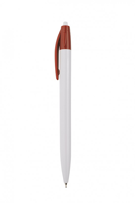 HAUSER EZEE CLICK Plastové kuličkové pero s barevným klipem, červené