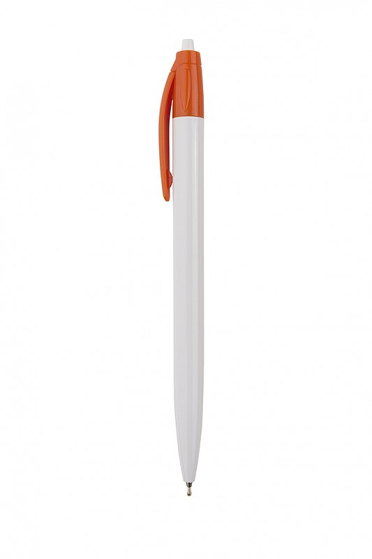 HAUSER EZEE CLICK Plastové kuličkové pero s barevným klipem, oranžové