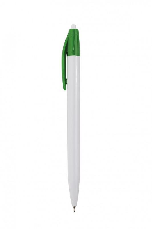 HAUSER EZEE CLICK Plastové kuličkové pero s barevným klipem, zelené